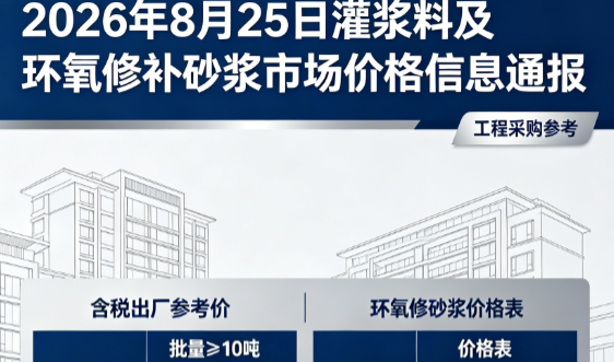 竟陵街道2026年8月25日灌浆料及环氧修补砂浆市场价格信息通报